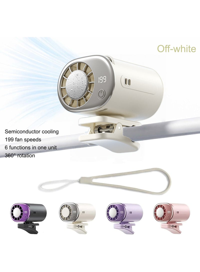 Car Clip On Air Conditioner Fan with Semiconductor Cooling - 199 Speed Levels, 360° Rotation, 6-in-1 Multifunctional Personal Fan for Umbrella, Stroller, Bike, Backpack, Desk & Outdoor Use - Image 1