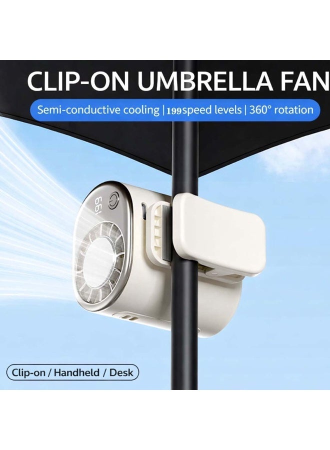 Car Clip On Air Conditioner Fan with Semiconductor Cooling - 199 Speed Levels, 360° Rotation, 6-in-1 Multifunctional Personal Fan for Umbrella, Stroller, Bike, Backpack, Desk & Outdoor Use - Image 2