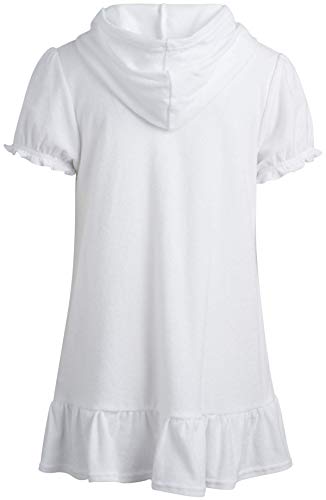 Pink Platinum Girls Swim Cover Up - Full Zip Hooded Ruffled Kids Terry Cloth Bathrobe, Swim Cover Up Dress for Girls (2T-16), Size 2T, White - Image 5