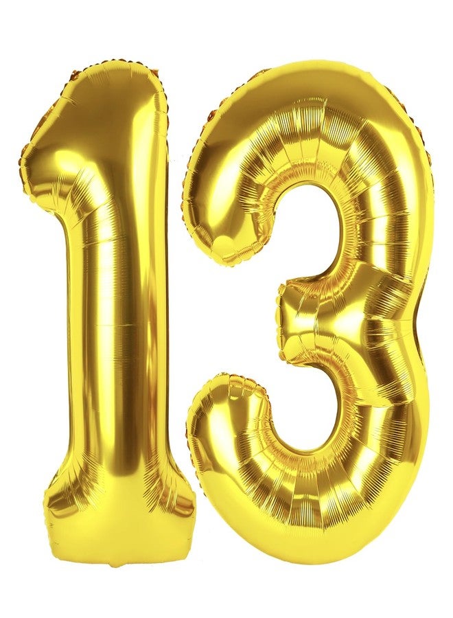 IWERP Gold Number 13 Balloon 40 inch, 13 Number Balloon, 13th Gold Birthday Decorations, 13 Year Old Girls Boys Golden Party Supplies - Image 1