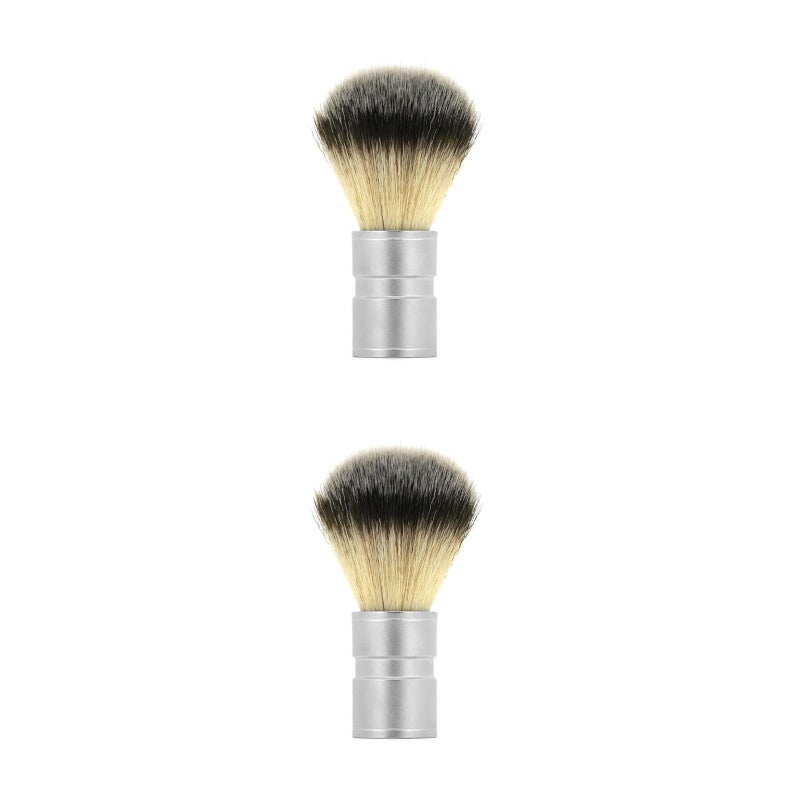 2 pcs Alloy Handle Nylon Brush Men's Shaving Brush Hair Shaving Brush Cosmetic Brush - Image 1