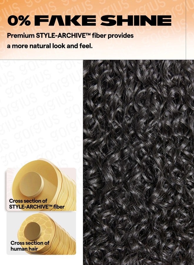 GORGIUS Glueless Water Wave Lace Front Wigs Natural Black Synthetic Curly Wig Pre Cut Pre Plucked Side Parted Hairline 20 Inch - Image 5