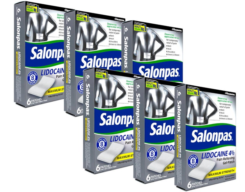 Salonpas LIDOCAINE Special 6 Pack Pain Relieving Maximum Strength Gel Patch! - Image 1