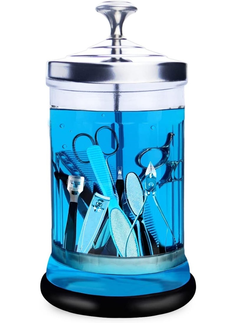 Disinfecting Jar Glass Rubber Base Disinfectant Fungicide & Virucide 20cm H x 10.8cm W 621ml. - Image 2