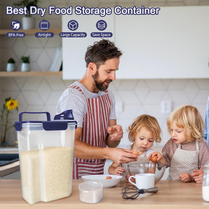 Komzon Rice Container, Airtight Rice Storage Container 10lb, Cereal Containers Storage, BPA Free Food Dispenser with Pouring Spout Handle for Flour Pasta Grain, Pet Dog Cat Bird Food Storage Container - Image 5