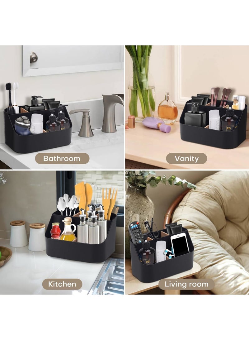 SYOSI Electric Toothbrush Holder for Bathroom, Black Toothbrush and Toothpaste Organizer with Dividers, Countertop Storage Stand for Vanity, Office Sink, Space-Saving Bathroom Accessories (Black) - Image 4