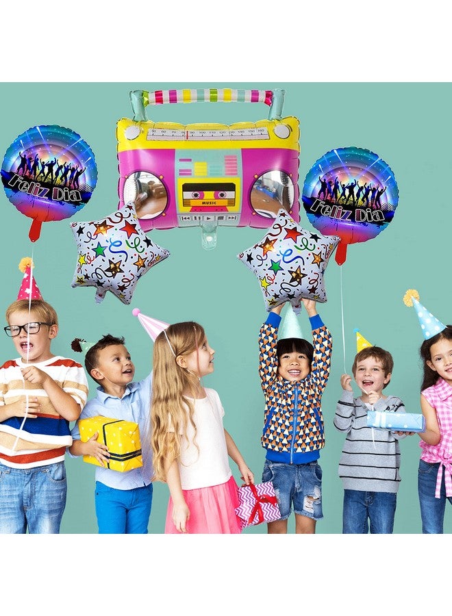 TOYXE Roller Skate Radio boombox Retro Party Hip Hop Theme Foil Balloon Set of 10 Pcs - Image 5