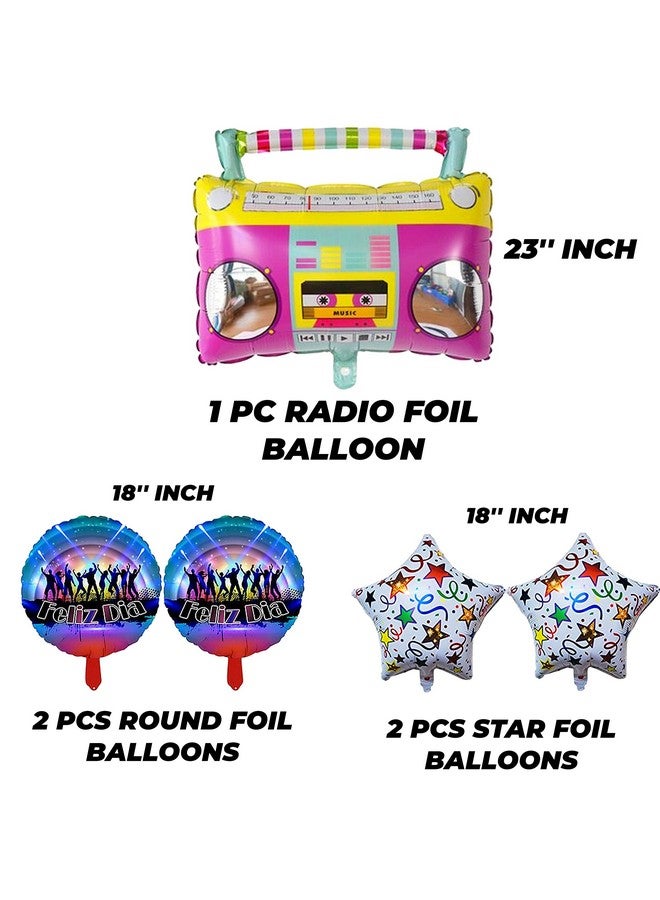 TOYXE Roller Skate Radio boombox Retro Party Hip Hop Theme Foil Balloon Set of 10 Pcs - Image 2