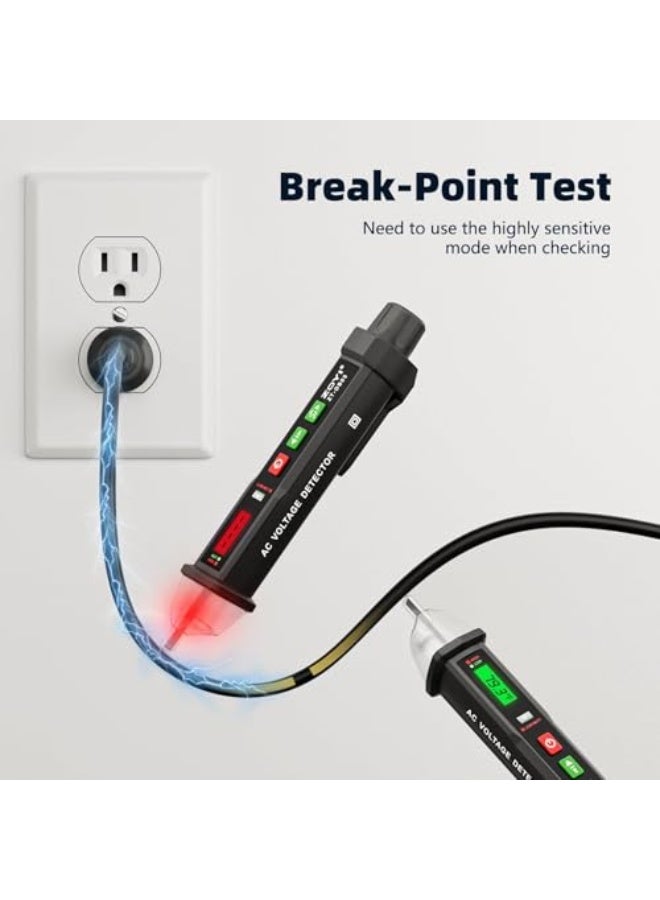 Voltage Tester, 2024 Professional Electrical Tester with LED Light, Non Contact Voltage Tester with Temperature Display, Battery-Operated Electric Tester Pen, AC 12V/70V-1000V, Batteries not included - Image 3