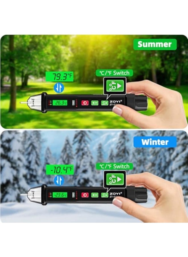 Voltage Tester, 2024 Professional Electrical Tester with LED Light, Non Contact Voltage Tester with Temperature Display, Battery-Operated Electric Tester Pen, AC 12V/70V-1000V, Batteries not included - Image 5