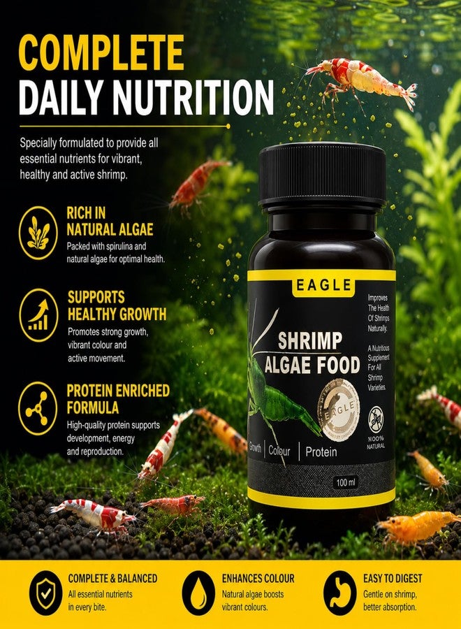 VAYINATO® Eagle Shrimp Algae Flake Food 100ml (35g) Pack of 2 | Protein-Rich Supplement for Shrimp Growth, Colour Enhancement & Overall Health | Suitable for Freshwater - Image 2