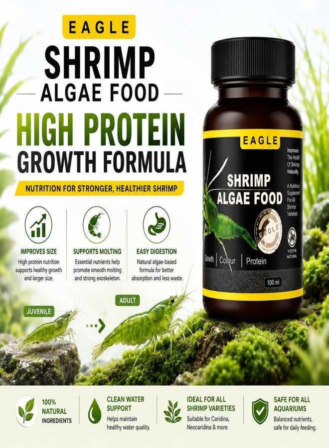VAYINATO® Eagle Shrimp Algae Flake Food 100ml (35g) Pack of 2 | Protein-Rich Supplement for Shrimp Growth, Colour Enhancement & Overall Health | Suitable for Freshwater - Image 4