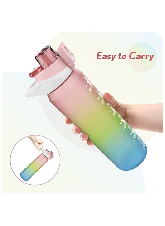 S2C 1Litre Water Bottle For Kids School Motivational Water Bottle 1L Water Bottles With Straw Leak Proof Water Bottle With Time Marker For Sport, School, Gym, Office (Misty Rose)  - Image 3