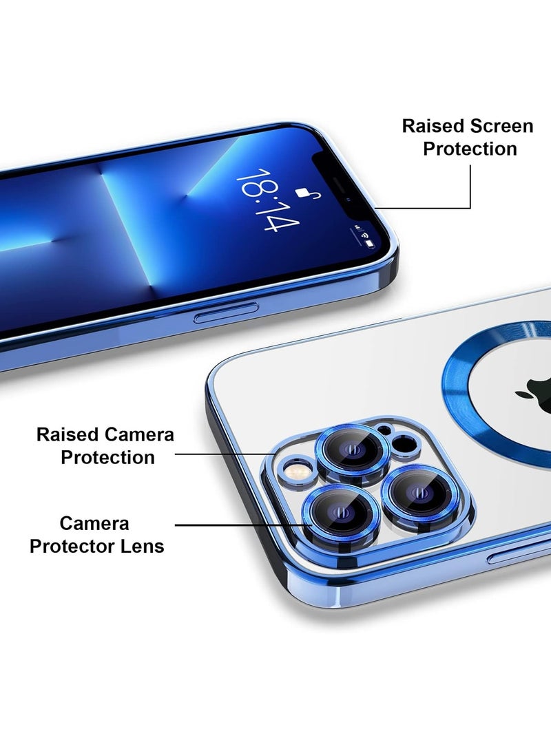 Case Compatible with iPhone 14 Pro max, Magnetic Clear Phone Case with Screen Protector, Transparent Electroplated Case for Women/Girls/Men - Image 2