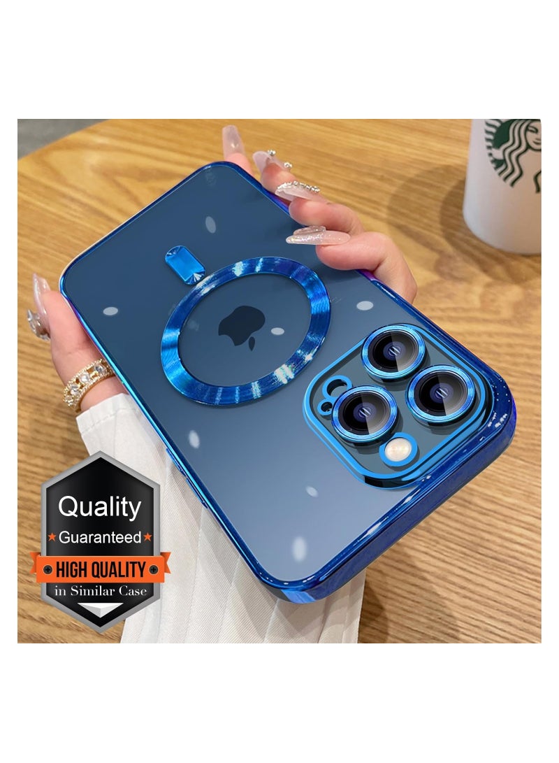 Case Compatible with iPhone 14 Pro max, Magnetic Clear Phone Case with Screen Protector, Transparent Electroplated Case for Women/Girls/Men - Image 3