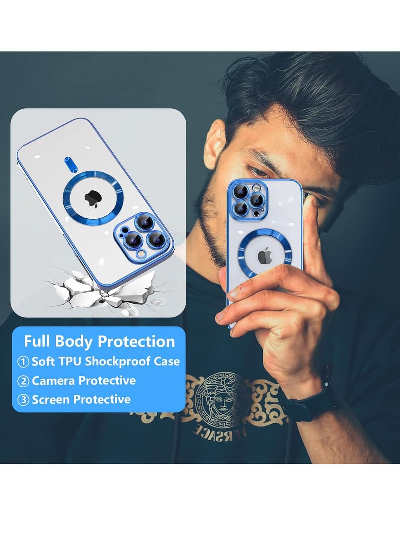 Case Compatible with iPhone 14 Pro max, Magnetic Clear Phone Case with Screen Protector, Transparent Electroplated Case for Women/Girls/Men - Image 5