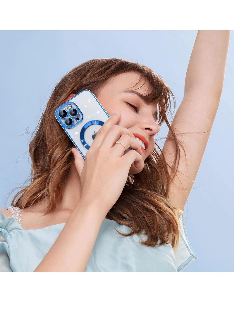 Case Compatible with iPhone 14 Pro max, Magnetic Clear Phone Case with Screen Protector, Transparent Electroplated Case for Women/Girls/Men - Image 4