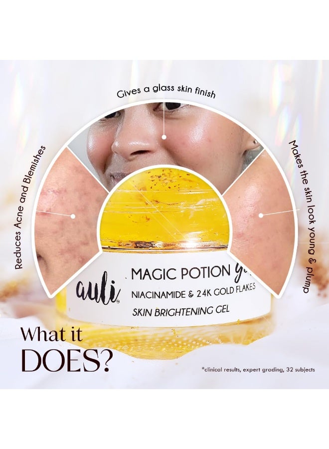 AULI LIFESTYLE Auli 24k Gold and 5% Niacinamide Hydrating Gel for All Skin Types | Hydrating, Non-Sticky Gel | Age Spots and Reduce Redness | Magic Potion Gold - 60GM - Image 4