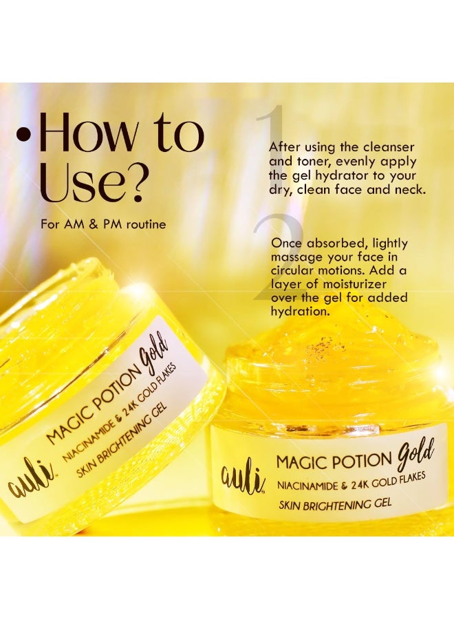 AULI LIFESTYLE Auli 24k Gold and 5% Niacinamide Hydrating Gel for All Skin Types | Hydrating, Non-Sticky Gel | Age Spots and Reduce Redness | Magic Potion Gold - 60GM - Image 3