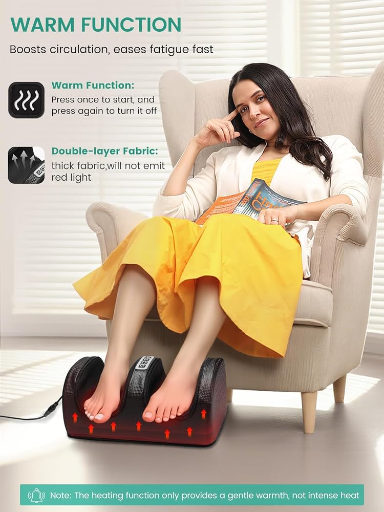 Deciniee Electric Foot Massagers for Pain and Circulation, Circulation Booster for Feet and Legs, Shiatsu Foot Massager with Heat, Calf Massager with Massage Rollers, Gifts for Women and Men, Black - Image 5