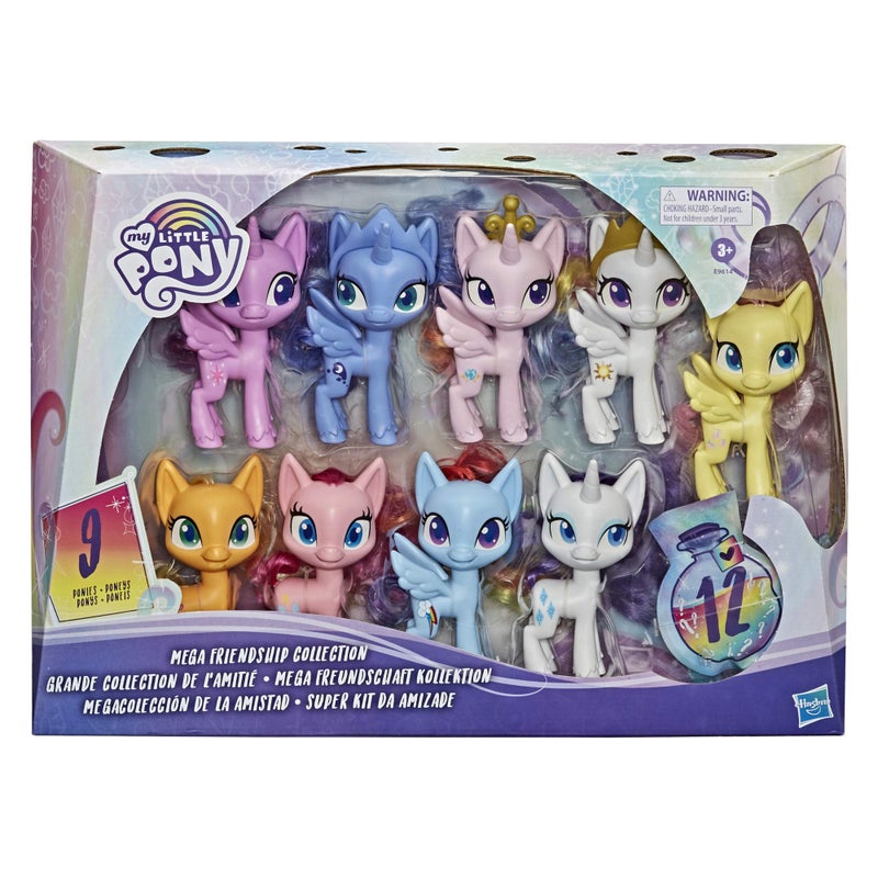 My Little Pony Mega Friendship Collection Set of 9 Toy Pony 12.5-cm Figures with Brushable Hair, Comb and 15 Accessories - Image 2
