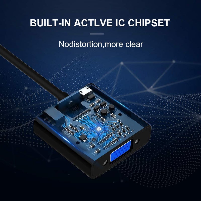 CLUSPEX HDMI to VGA Adapter Cable 1080P for Projector, Computer, Laptop, TV, Projectors & TV (Black) - Image 2