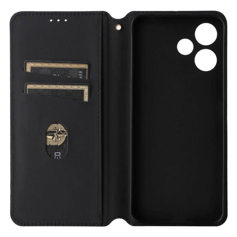 MS غطاء MagSafe بTPU لـ Redmi 12 مع مغناطيسي وغطاء قابل للطي مع حامل بطاقات مع حامل قائم باللون بنفسجي بوظيفة حامل من مادة TPU باللون الأحمر باللون البنفسجي - Image 4