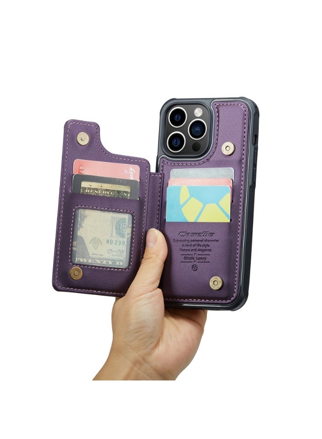 Purple Wallet Phone Case for iPhone 16 Case with Card Holder, Leather Phone Cases for iPhone 16 Wallet Case, Phone Wallet Case for iPhone 16 Cases with Stand  - Image 5