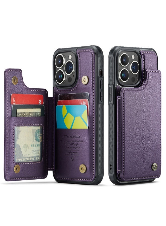 Purple Wallet Phone Case for iPhone 16 Case with Card Holder, Leather Phone Cases for iPhone 16 Wallet Case, Phone Wallet Case for iPhone 16 Cases with Stand  - Image 1