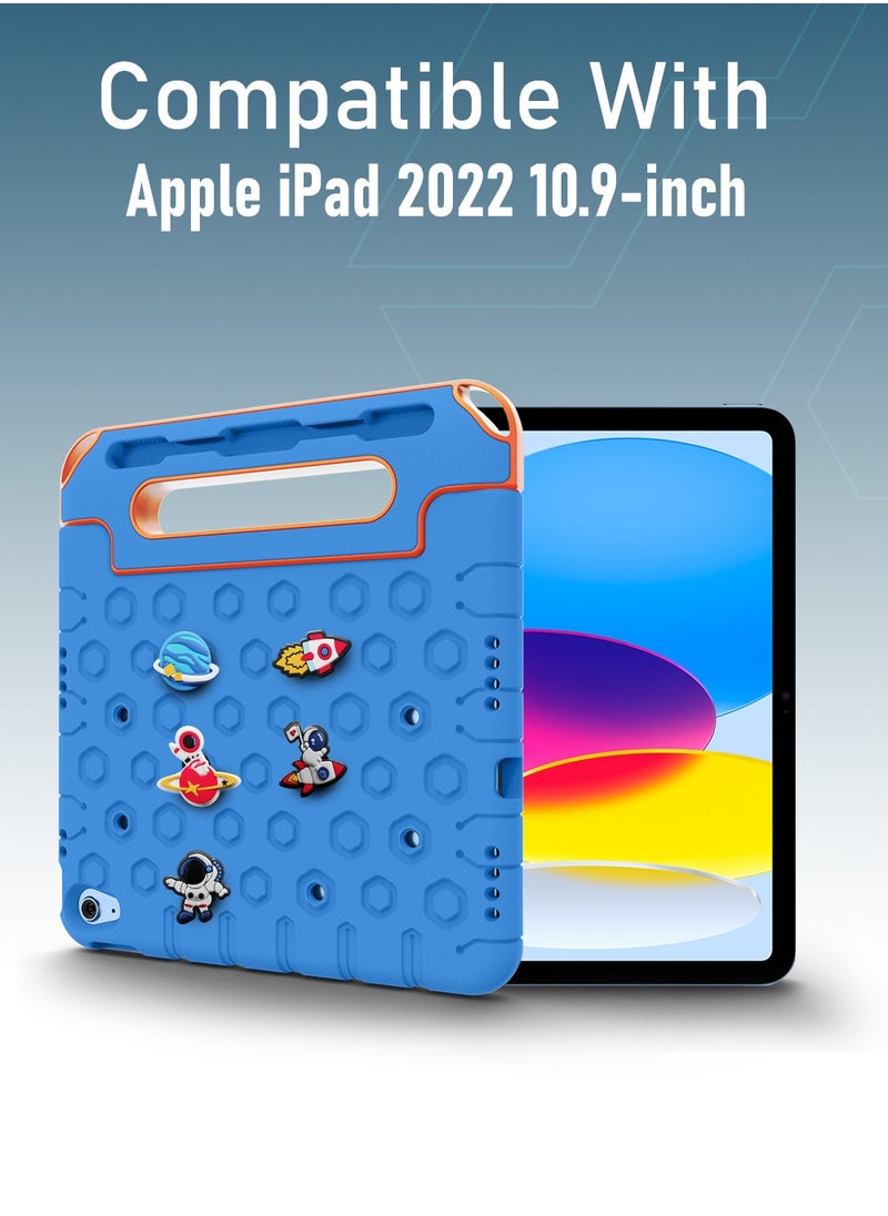 Moxedo - Moxedo Rugged Protective EVA Silicone Kids Case Cover, Shockproof DIY 3D Cartoon Pattern with Pencil Holder, Stand and Handle Grip Compatible for Apple iPad 2022 (10th Gen) 10.9 inch – Blackj - Image 1