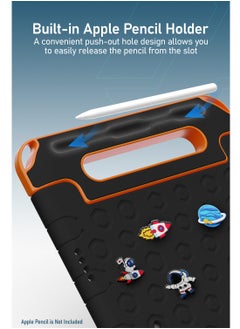 Moxedo Moxedo Rugged Protective EVA Silicone Kids Case Cover, Shockproof DIY 3D Cartoon Pattern with Pencil Holder, Stand and Handle Grip Compatible for Apple iPad 2022 (10th Gen) 10.9 inch – Blackj  - Image 4