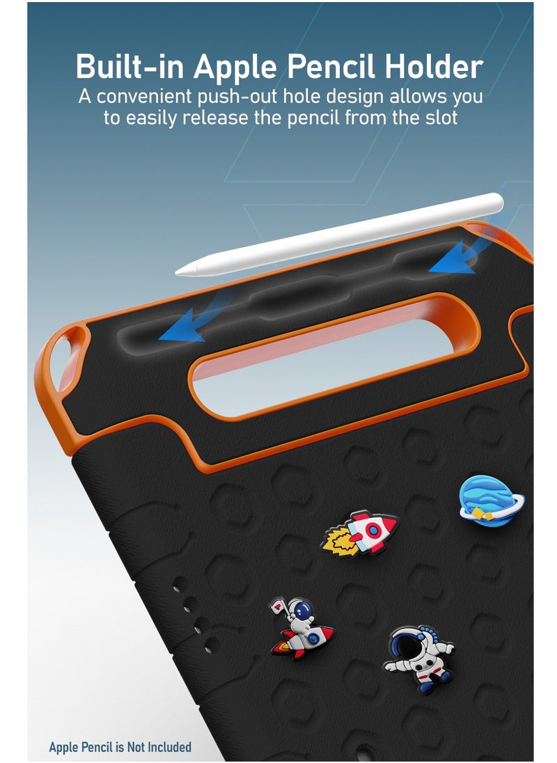 Moxedo - Moxedo Rugged Protective EVA Silicone Kids Case Cover, Shockproof DIY 3D Cartoon Pattern with Pencil Holder, Stand and Handle Grip Compatible for Apple iPad 2022 (10th Gen) 10.9 inch – Blackj - Image 1