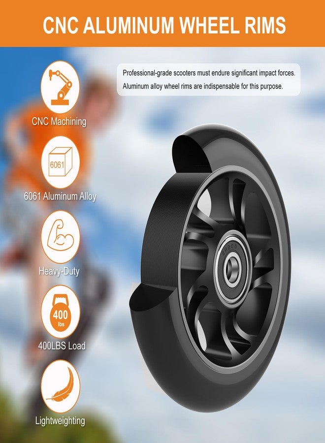 CANWUPON Scooter Wheels Pro Replacement Parts - 100mm With Aluminum Alloy Wheel Rim and Anti-Lock Bearing, Scooter Replacement Parts for Razor Scooters (100mm Black) - Image 3
