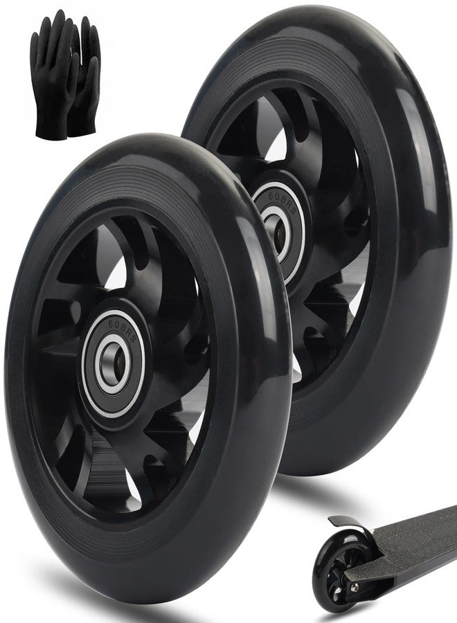 CANWUPON Scooter Wheels Pro Replacement Parts - 100mm With Aluminum Alloy Wheel Rim and Anti-Lock Bearing, Scooter Replacement Parts for Razor Scooters (100mm Black) - Image 1