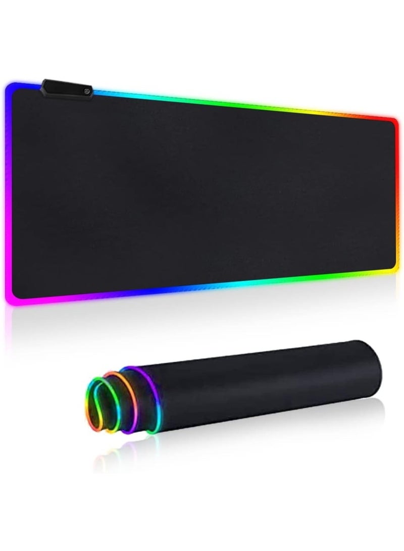 لوحة ماوس ألعاب RGB - لوحة ماوس LED كبيرة الحجم مع 14 وضع إضاءة، قاعدة مطاطية مانعة للانزلاق، سطح ناعم مناسب لأجهزة الكمبيوتر الشخصية والمحمولة ولوحة المفاتيح والماوس - Image 1