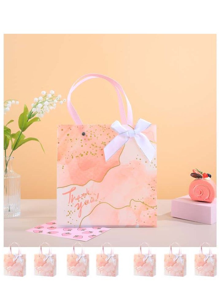 8 Pieces Frosted PP  Flower Gift Bags Luxury Ramadan Eid Gift Bags Gold Stamped Handbags 21.5×10×22cm - Image 1