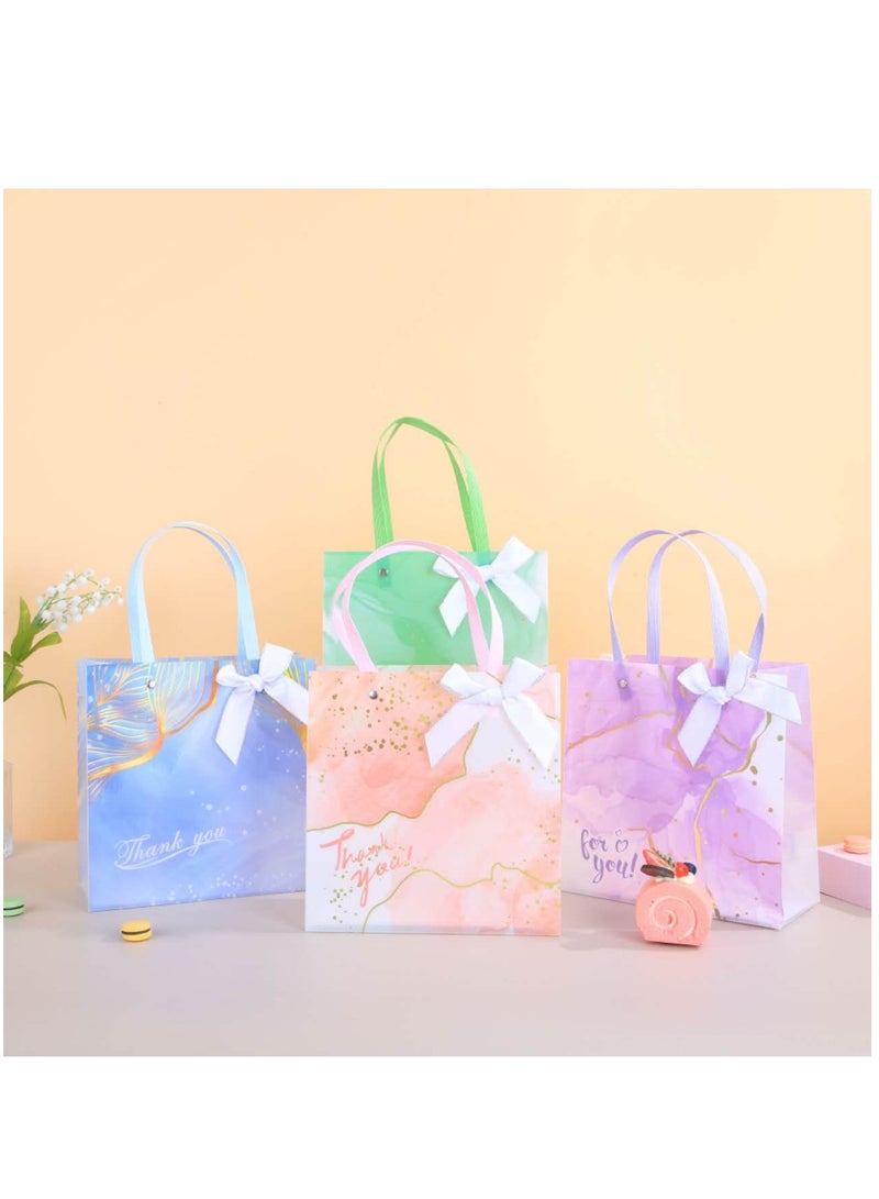 8 Pieces Frosted PP  Flower Gift Bags Luxury Ramadan Eid Gift Bags Gold Stamped Handbags 21.5×10×22cm - Image 5