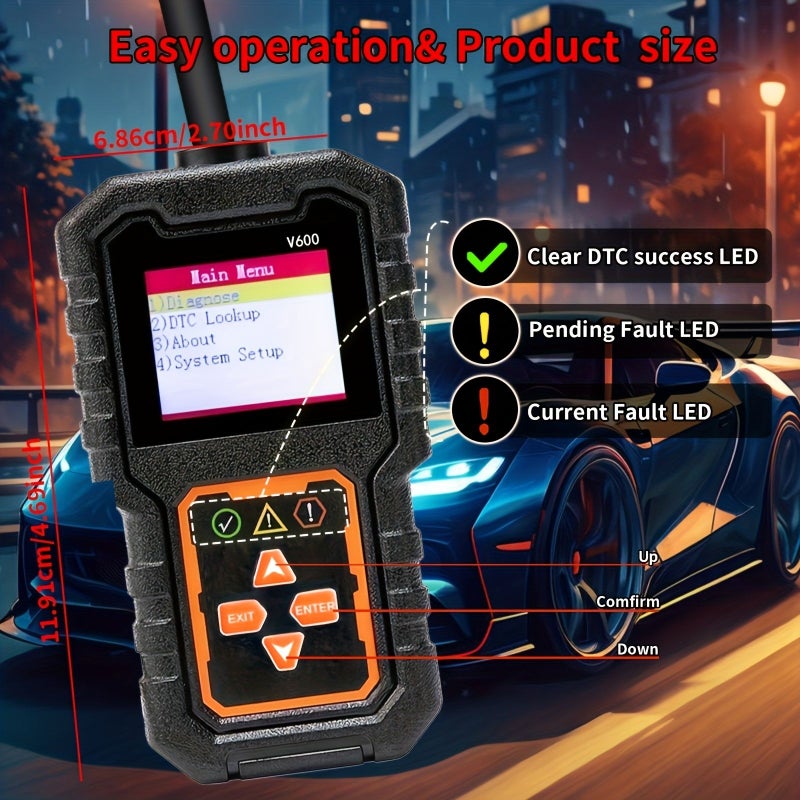OBD2 Scanner Car Diagnostic Tool CAN Fault Code Reset Black - Image 2