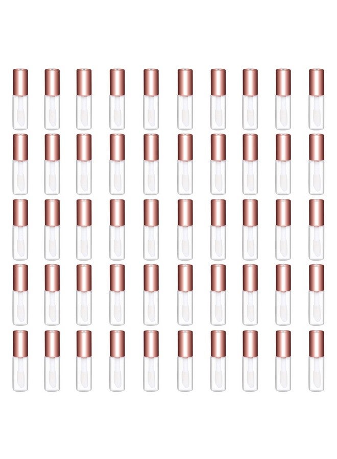 Mydio 50 Pack 1.2Ml Clear Mini Lip Gloss Tube Empty Lip Balm Containers With Rose Gold Lid For Lipstick (Rose Gold) - Image 1