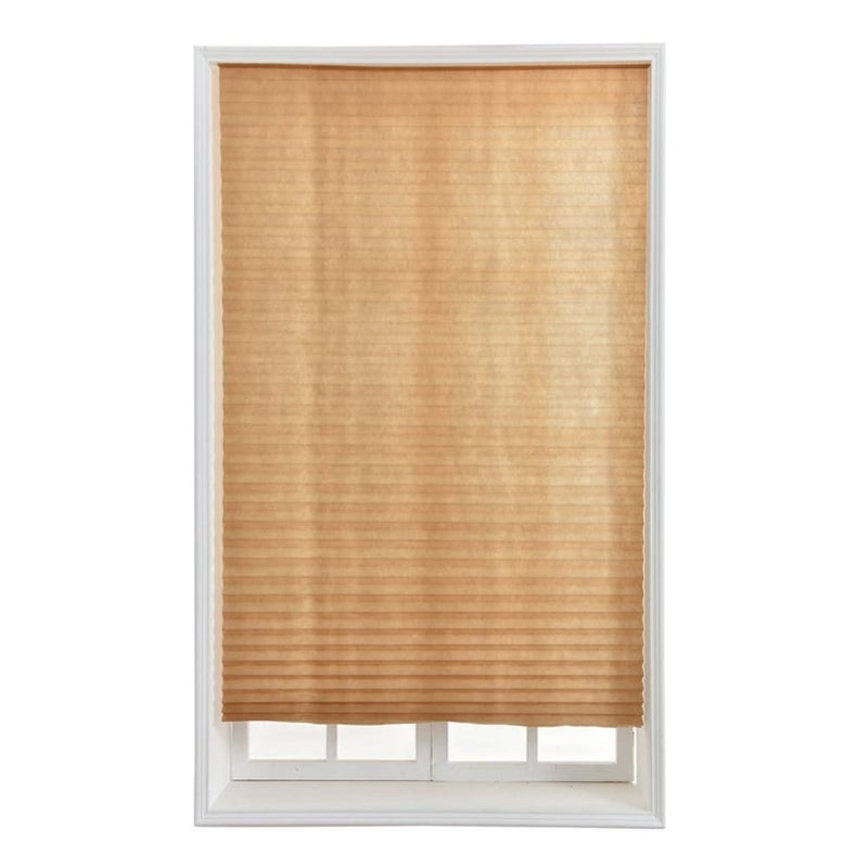 JstDoit Temporary Blinds  Vertical Pleated Blinds No Drilling Self Adhesive Blinds Easy to Install Fits Blinds Window Roller for Bathroom Kitchen Living Room Office Window (Brown  60 * 150cm) - Image 1