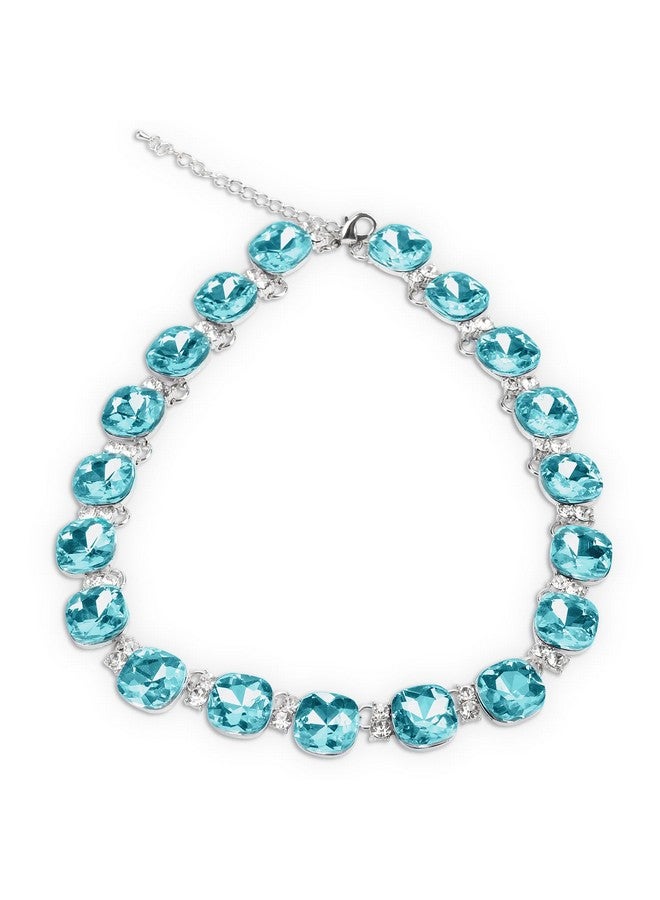 Jiulory Crystal Statement Necklace Crystal Collar Choker Necklace For Women Bridal Necklace Costume Jewelry Necklaces For Women (Blue) - Image 1