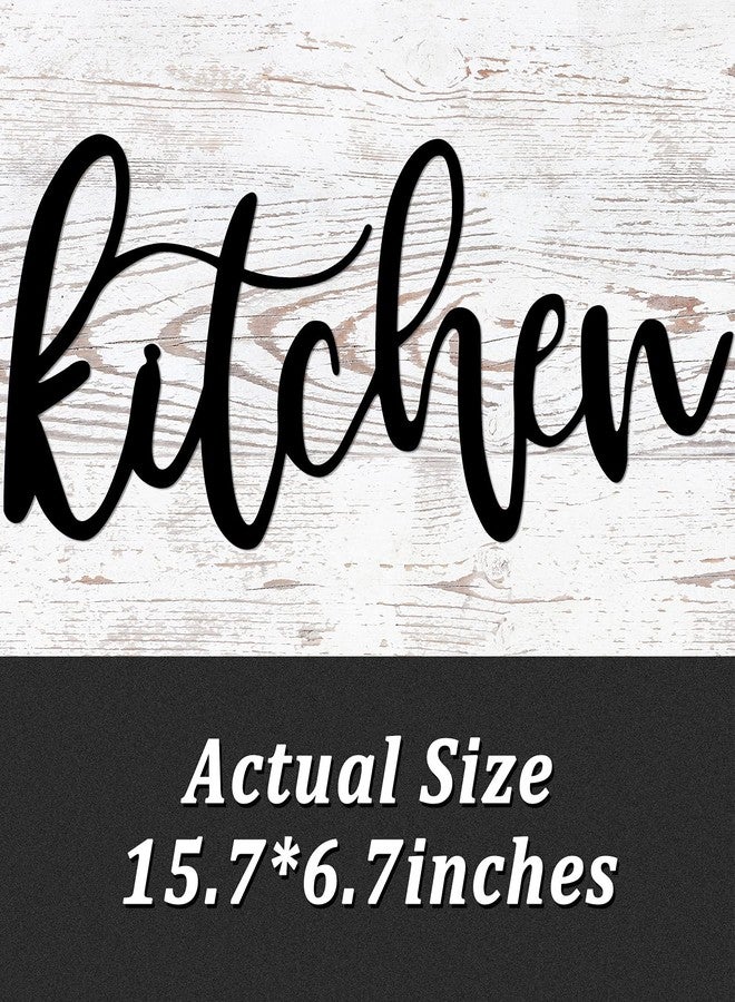 Maxdot Kitchen Metal Cutout Sign Word Wall Decor Farmhouse Kitchen Metal Word Wall Art Sign for Home Dining Room Restaurant,15.7 x 6.7 Inch (Black) - Image 3