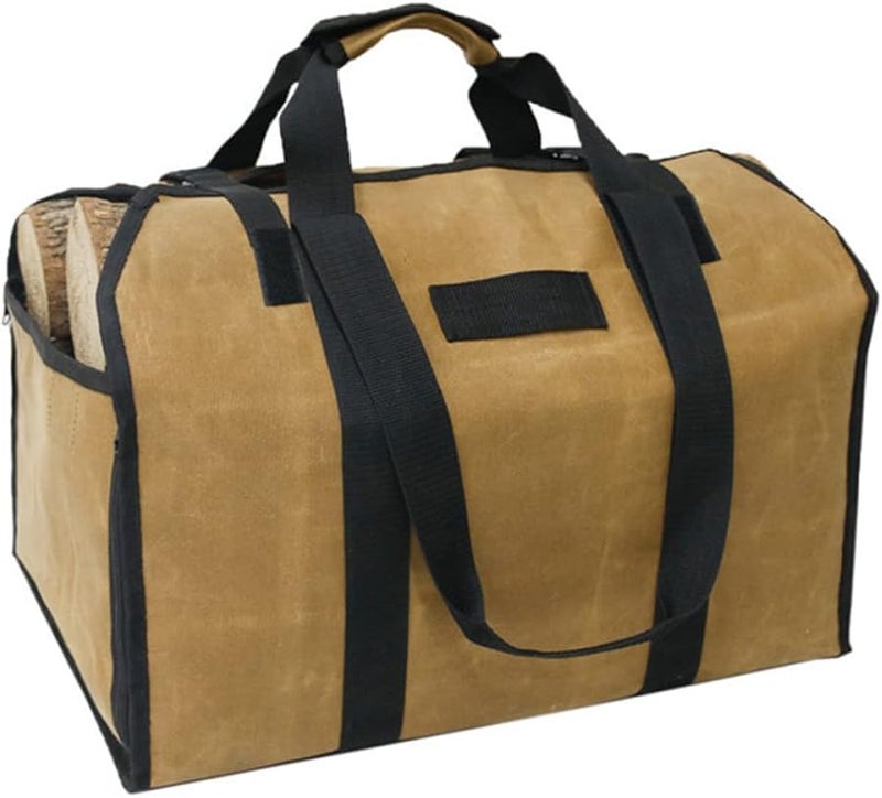 حقيبة تخزين الحطب المحمولة مع مقابض مبطنة ومشبك معدني - Image 5