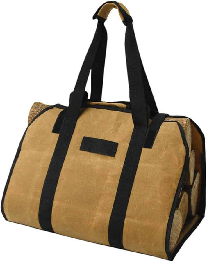 حقيبة تخزين الحطب المحمولة مع مقابض مبطنة ومشبك معدني - Image 4