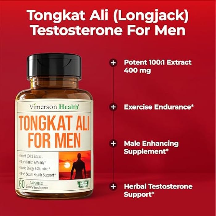 Vimerson Health Longjack Tongat-Ali for Men 100:1 Extract – Testosterone Supplement for Men w/Tongkat Ali – Male Enhancing Supplement for Energy, Strength & Muscle Builder Support - Image 5