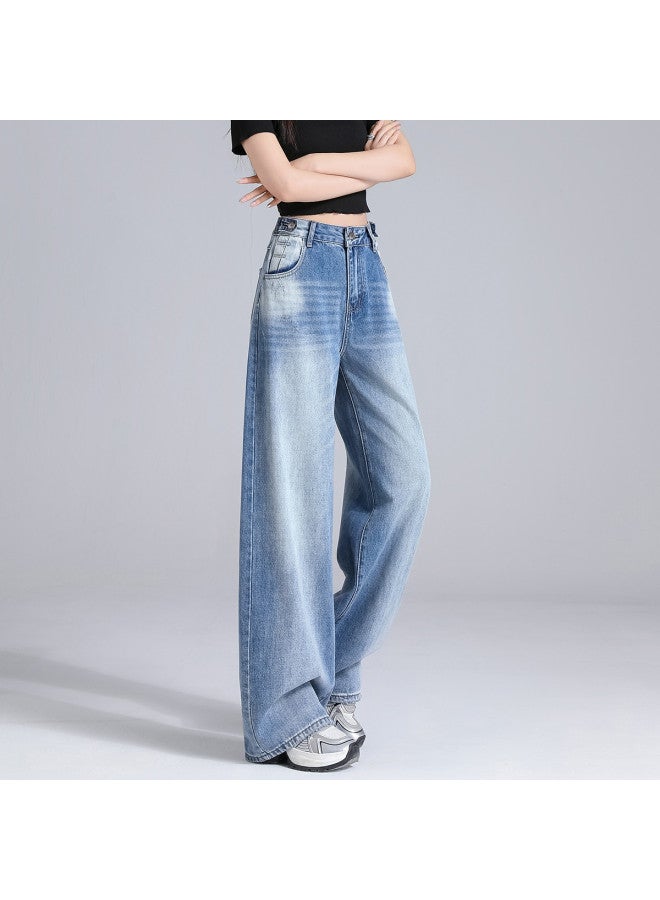 EPTISON American High Street Women's Jeans - Summer 2025 Loose Fit Versatile Slimming Washed Distressed Flared Wide-leg Trousers - Image 4
