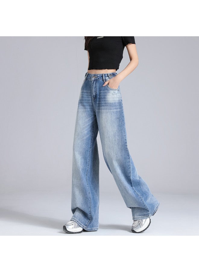 EPTISON American High Street Women's Jeans - Summer 2025 Loose Fit Versatile Slimming Washed Distressed Flared Wide-leg Trousers - Image 5