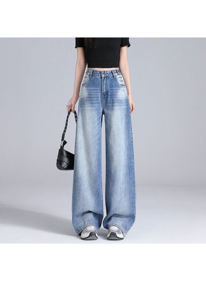 EPTISON American High Street Women's Jeans - Summer 2025 Loose Fit Versatile Slimming Washed Distressed Flared Wide-leg Trousers - Image 3