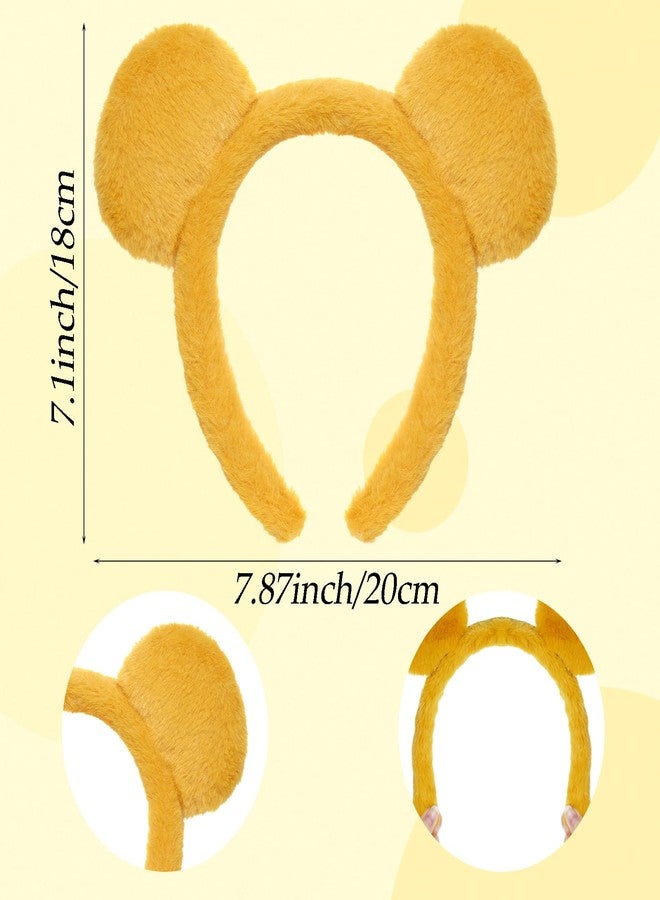 Bskifnn Yellow Bear Costume Bear Ears Headband Chipmunks Halloween Costumes Accessory for Animals Cosplay Makeup Face Washing - Image 3