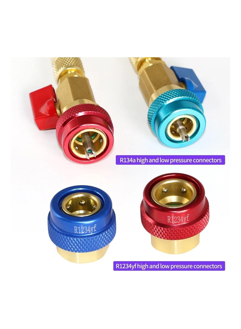 MVAQKLM أداة إزالة قلب الصمام لمركبات التبريد R134A و R1234YF؛ طقم أدوات لفك وتركيب قلوب صمامات أنظمة تكييف الهواء (AC) المتوافقة مع R134a و R1234yf و R22؛ طقم أدوات سريعة لفك وتركيب قلوب صمامات الضغط العالي والمنخفض، مخصص للاستخدام مع وصلات قلوب الصمامات القياسية ووصلات JRA. - Image 2